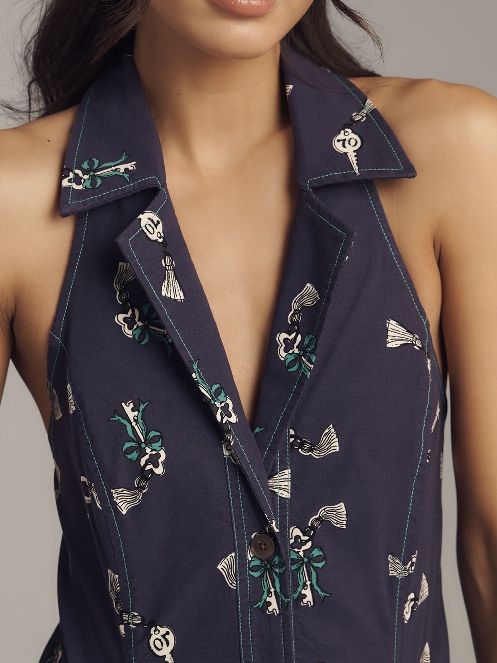 Anthropologie Maeve Amelia Collared Mini Dress Size XXS Navy NWT - Picture 3 of 8